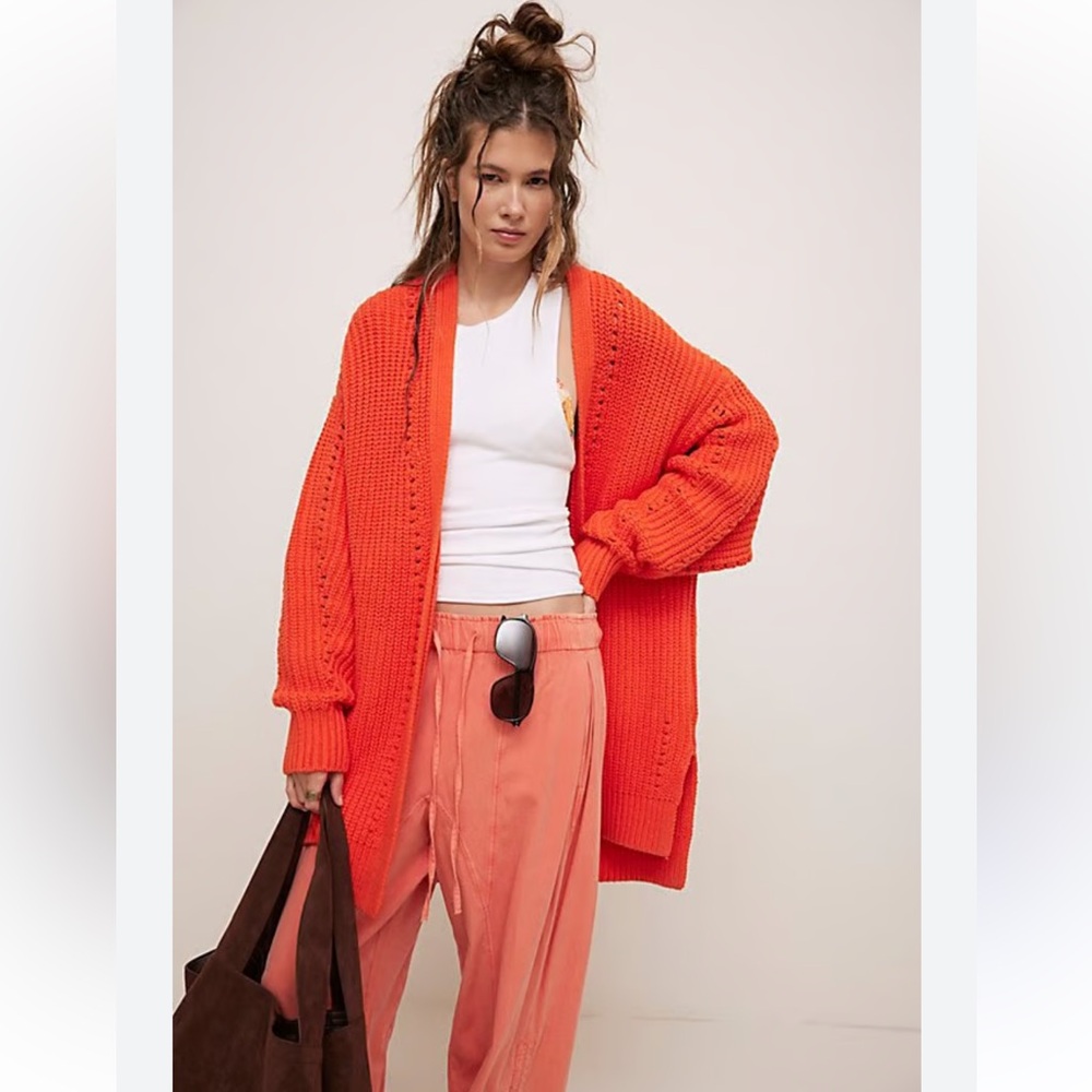 Free People Light Orange Nightingale Cardi